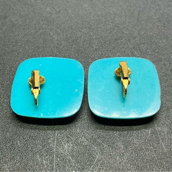 Vintage 1987 AVON Lucite Green Floral TROPICAL BEAUTY‎ Earrings Clip On - Picture 2 of 3